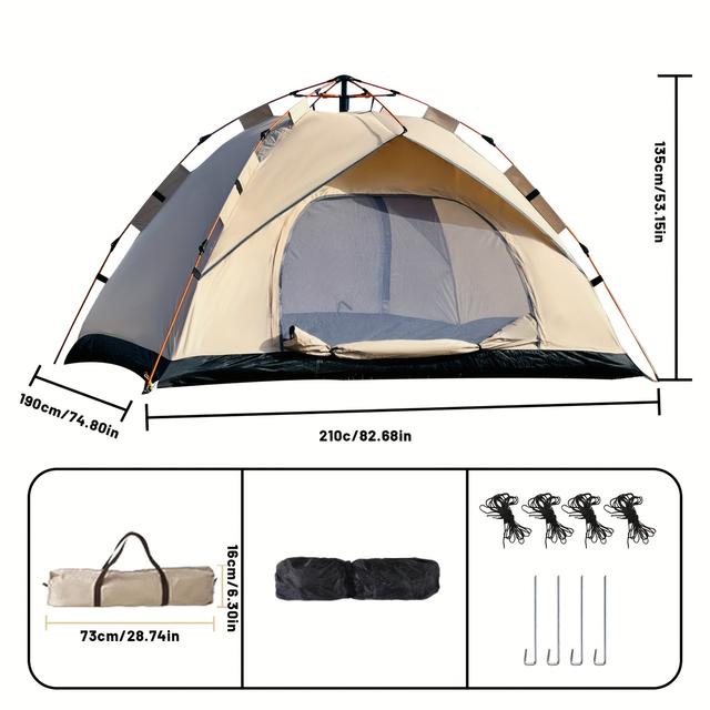 TEMU Fully Automatic Pop-up Tent For Outdoor Self-driving Trips, Camping, Fishing, And Beach Sunshade, Suitable For 2-3 Or 3-4 People, Portable For Fishing And Hiking