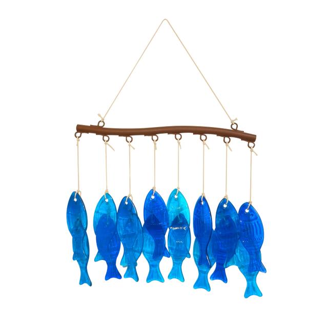 TEMU 1pc Handcrafted Blue Fish Wind Chime, Made Of Blue Glass, Perfect For Outdoor Gardens, Beach Parties, Wedding Decorations, A Gift For Mothers, And A Decoration