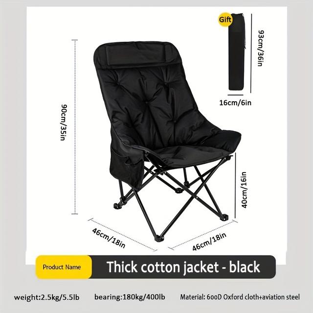 TEMU Outdoor Lightweight Folding Moon Chair With A High Back And Thick Padding, Perfect For Sketching, Camping, Napping, Fishing, And Outdoor Activities