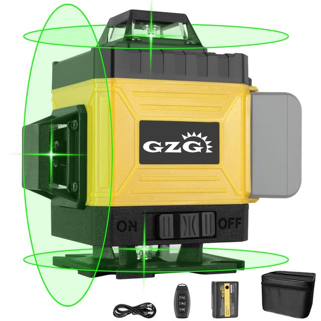 TEMU Gzg 16-line Laser Level With Pulse Mode, 360 Degree Green Cross Line Laser For Construction, Tile Installation, Picture Hanging - Includes Carry Bag, Battery And Usb Cable