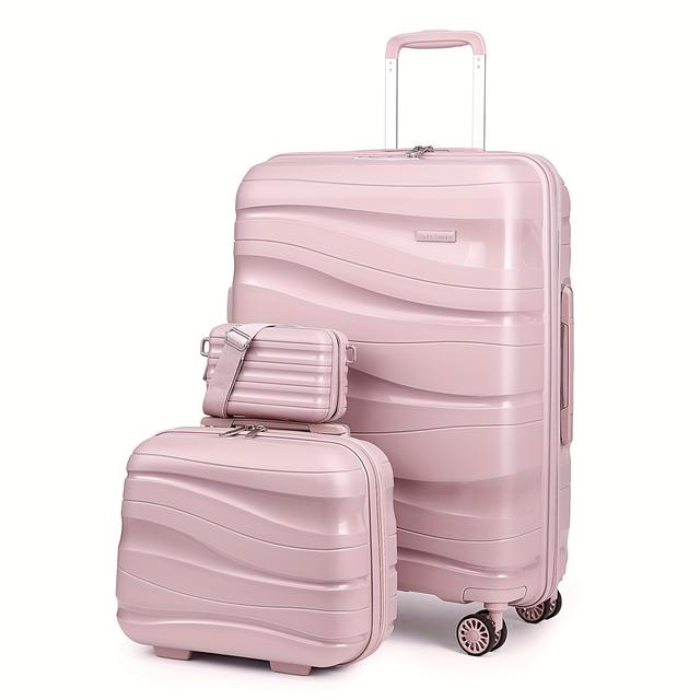 TEMU Melalenia Handgepäck, Leichte Handgepäcktasche, Erweiterbares PP Hartschalen-Handgepäck mit Spinner-Rädern, 20" Reisetasche mit TSA-Schloss (3er Set)