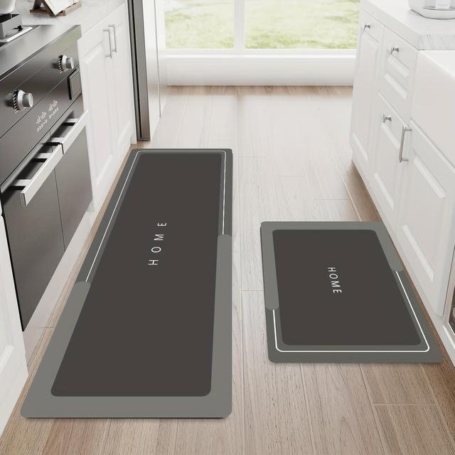 TEMU Set Of 2 Absorbent Vintage Mud Mats, Non-slip, Suitable For Bathroom, Kitchen, Walkway And Hotel Use - 100% Polyester, Mats
