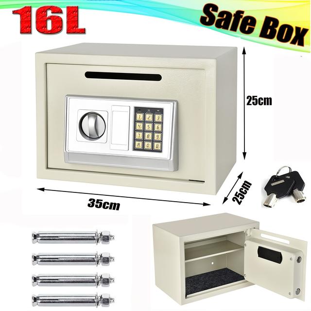 TEMU 16l Large Digital Code Cabinet Safe For Home With Keys Cash Box Wall Mounted For Office Hotel, 350mmx250mmx250mm-white, Trunks
