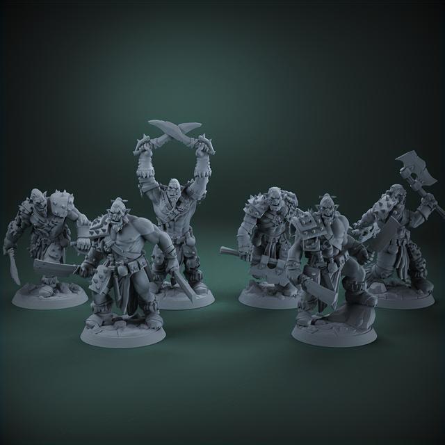 TEMU 6pcs 3d Printed Orc Resin Miniatures | Set Of 6 Unpainted Savage Warrior Figures With & Swords For Tabletop , Grey Abs Material