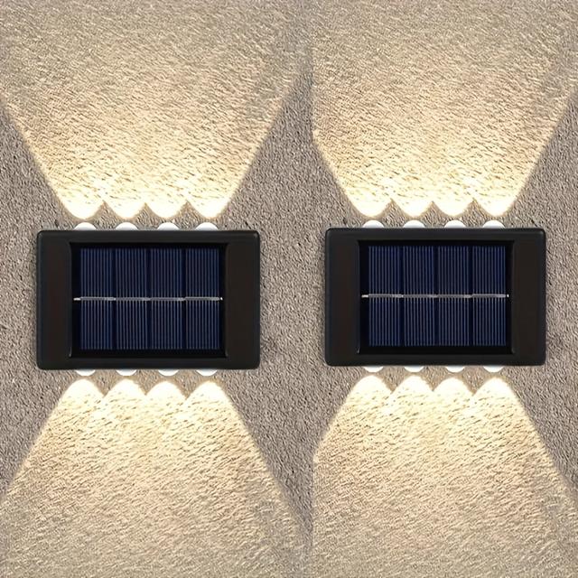 TEMU 2pcs Exterior Wall Lights, Solar Wall Lights, Outdoor Courtyard Lights, Household Landscape Lights, Wall Washers, Outdoor Wall Lights, Suitable For Small , Gardens, , , , Decks, And