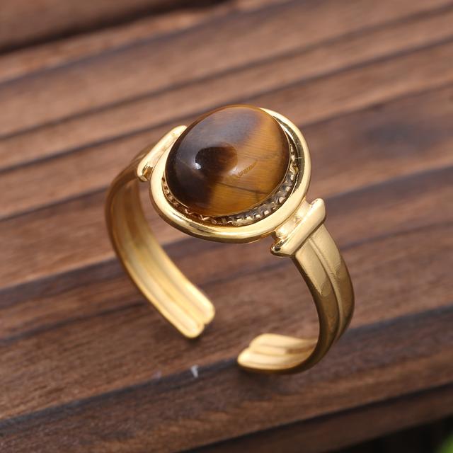 TEMU Juego de Anillos de Acero Inoxidable con Apertura de Piedra , Ajustable, Estilo Francés Bohemio , Accesorios de Mano en Forma de Semicírculo, Regalo Diario o de Graduación para Hombres y Mujeres