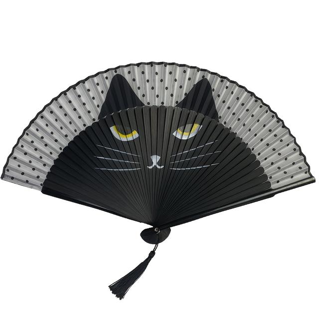 TEMU A Black Cat Folding Fan For The Wedding Ball Party