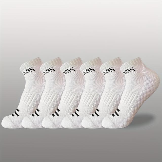 TEMU 6 Pairs Of Spring/summer New Breathable Sweat-absorbing Minimalist Black And White Letter Design Unisex Ankle Socks