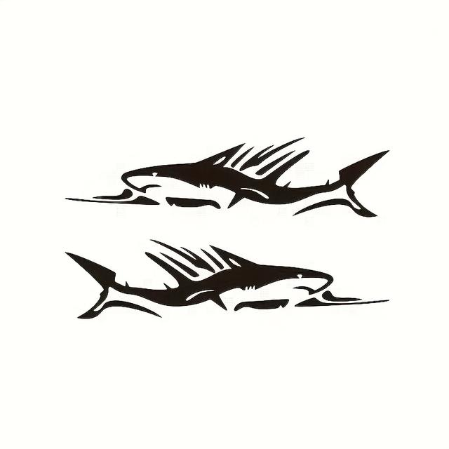 TEMU Set Of 2 Vinyl Car Decals Featuring Shark Graphics - To Apply And , Long-lasting Stickers For Side Skirts And Outside Accessories.