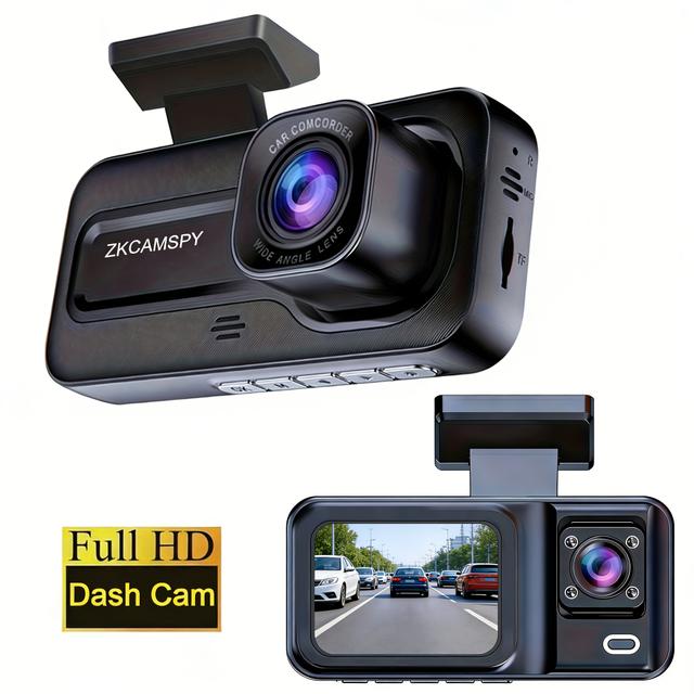 TEMU High-definition Dual Lens Dash Camera For Vehicles, Featuring 1080p Front Recording And 720p Interior Video Capture, Equipped With Night Vision, , Loop Recording, And Parking Surveillance