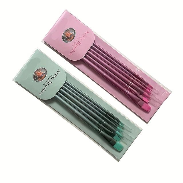 TEMU Un juego de 4/6/8/10/12 pinceles , pinceles de calidad para pintura al óleo, acrílico, gouache y pintura en acuarela con formas y tamaños -- 2 combinaciones y verde