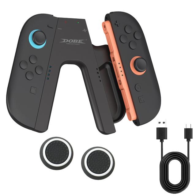 TEMU Charging Grip For Switch 2 Handle, New For 2025 - V-shaped-controller Stand With Usb-c Cable And Led Indicator For Fast Charging While Playing - For , With Silicone Thumb Grip Covers