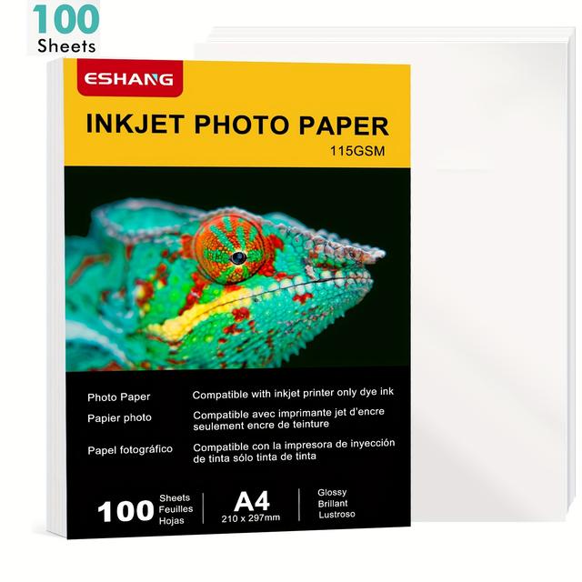 TEMU Listů Jednostranného Lesklého Fotopapíru 21x30 cm Formát A4 115 Inkoustové a Laserové Tiskárny pro Tisk Menus a Letáků