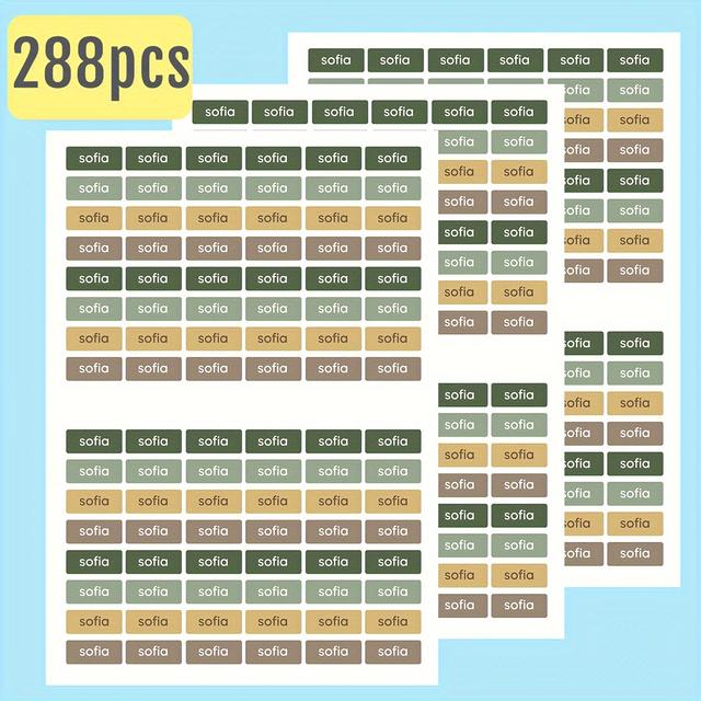 TEMU 288pcs Personalized Name Tags Suitable For School, Office, - Text/initials/date Labels, Name Stickers For Water Bottles, Lunchboxes, Supplies, Gear & Equipment (add Your Own )