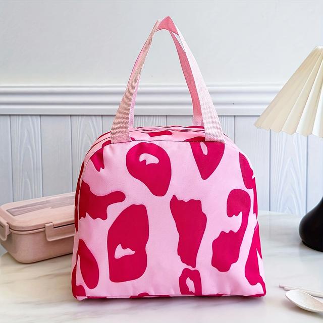 TEMU Tragbare Isolierte Lunchtasche; Dicke Süße Lunch- Obsttasche für Schüler; Leopardenmuster Lunchtasche, Nicht für Lebensmittelkontakt