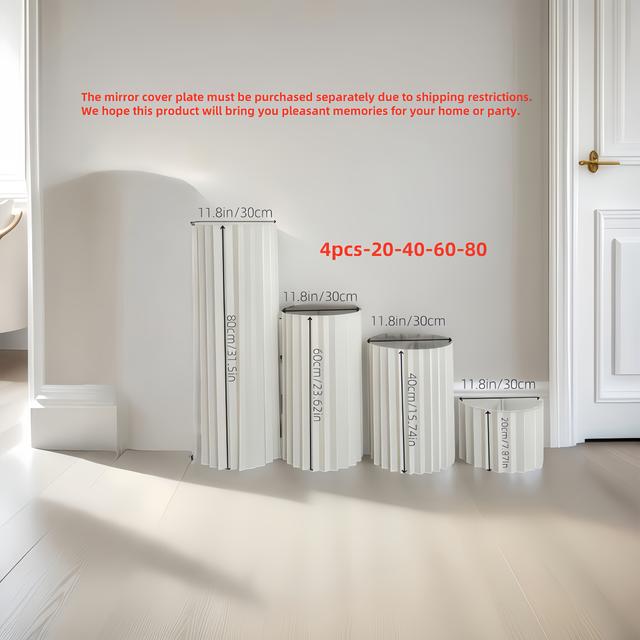 TEMU 4 قطع - حامل عرض أسطواني قابل للطي من الورق | تصميم عمود روماني - (بدون لوحة الأكريليك العلوية) مناسب لتزيين حفلات الزفاف، أعياد الميلاد، حفلات التخرج، الهالوين، وتجهيزات حفلات الكريسماس