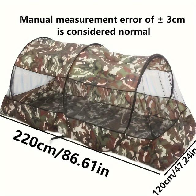 TEMU 1pc Camouflage Net Tent - Portable Oval Design With Zipper Closure, Lightweight & Easy Setup For Camping, Travel, Backyard, And , Net Tent, Backyard Shelter, Camouflage Pattern, Durable Fabric