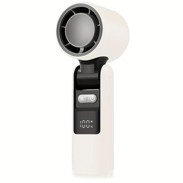 TEMU Yaiawisu 4-speed Adjustable Handheld Fan - 180° Rotating, 4000mah Rechargeable Battery, Lcd Display, Portable For Travel, Camping, Indoor & Outdoor Use, Camping Essentials, , Durable Plastic