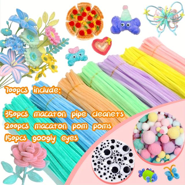 TEMU حزمة مواد صناعة الأعمال اليدوية لتنظيف الأنابيب بالجملة 700 ماكرون، هدية عيد ميلاد وتزيين المنزل يدويًا