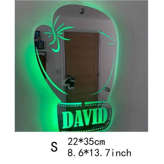 TEMU قفاز ملاكمة LED مخصص مع اسم قابل للتخصيص - إضاءة مرآة متعددة الألوان تعمل بالـ USB، هدية مثالية لعيد الميلاد أو عيد الميلاد للأولاد، ماركة Stomache، Stomache