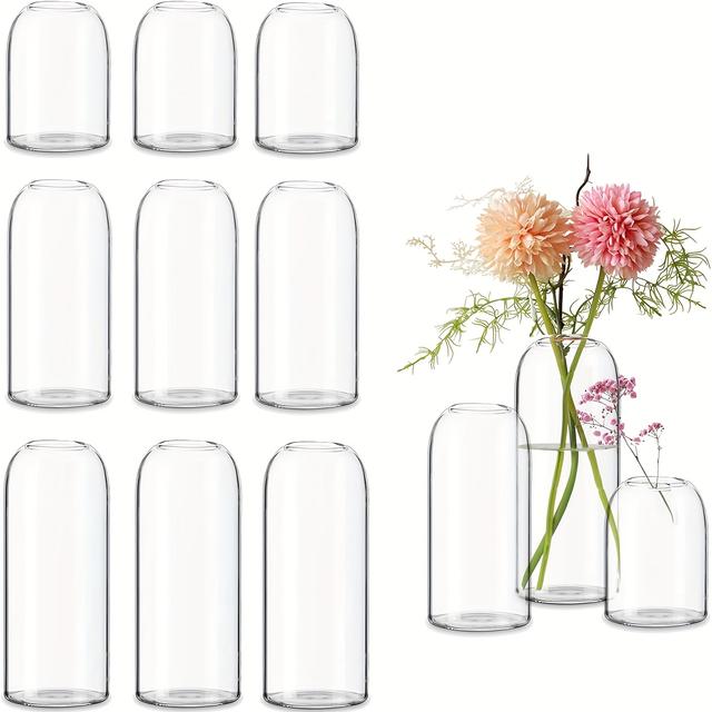 TEMU Etolies Glass Bud Vases In Bulk Set Of 12, Clear Small Vases For Flowers, Modern Cylinder Glass Vase For Wedding Party Dining Table Centerpieces, Living Room Decorative, Home Decor