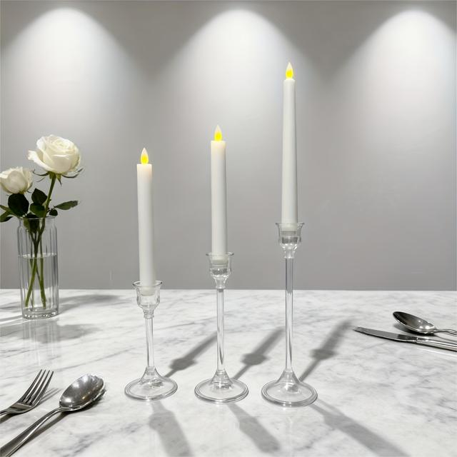 TEMU Cone Acrylic Candle Holder Compatible For 3/4" Led Candles - Tabletop Centerpiece For Weddings, Christmas, Halloween, Easter, Thanksgiving - For Flameless Tea (no Heat Hazard)