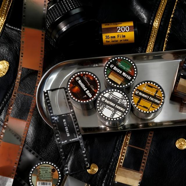 TEMU 4 Piezas de Cinta de Película Retro para Diario, Herramienta Decorativa para Collage en Álbum de Fotos, Accesorio de Arte y Manualidades para Amantes del DIY