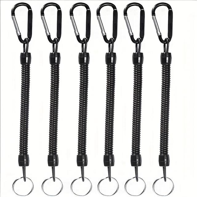 TEMU Set med 6 infällbara fiskeverktyg med anti-förlust handrepp, teleskopisk fjäder och karbinhake för att säkra fiskeutrustning