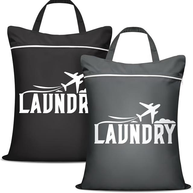 TEMU Large Travel Organizer Bag, Clothes Storage Pouch, Laundry Bag With Reinforced Handles - Durable, Washable Polyester For Dirty Clothes, Swimwear & Gym Gear, Zipper Closure, Foldable And Portable