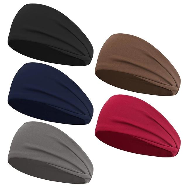 TEMU 5pcs/set Women's Non-slip Wide Headband, Solid Color Elastic Fashion Hairband, Multiple Colors Available, Suitable For Yoga/running Sports And Daily Use Headband Set