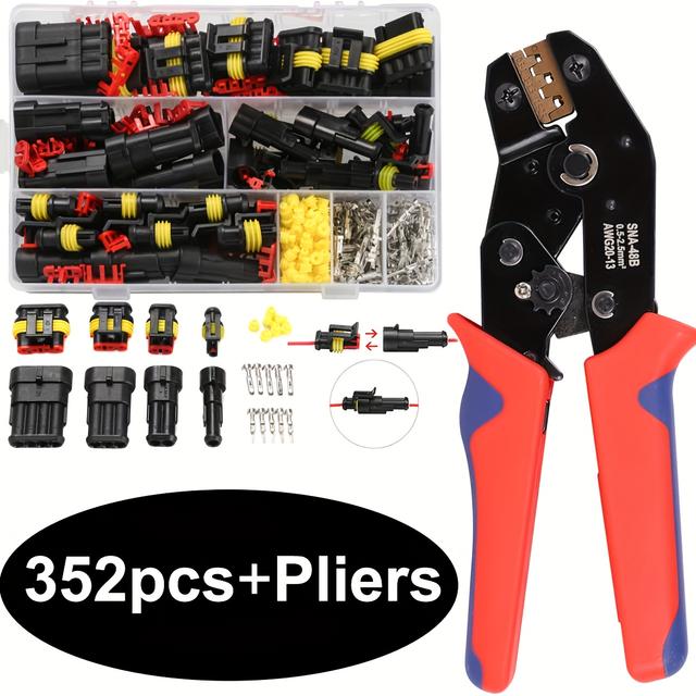 TEMU 352 Stück/352 Stück + Zange/708 Stück/708 Stück + Zange – Automotive Elektrostecker-Klemmen – Langlebige 1/2/3/4-Pin-Kabelstecker für Auto-Reparatur – Einfach zu installieren zu verwenden
