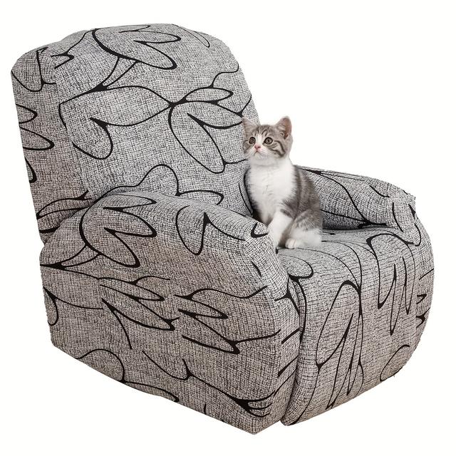 TEMU Stretchable Printed Recliner Cover, Fiber Fabric Sofa Slipcover Set Of 4pcs For All , Detachable And Washable Massage Chair Covers, Living Room, Bedroom, Office, Or Home Theater Decor