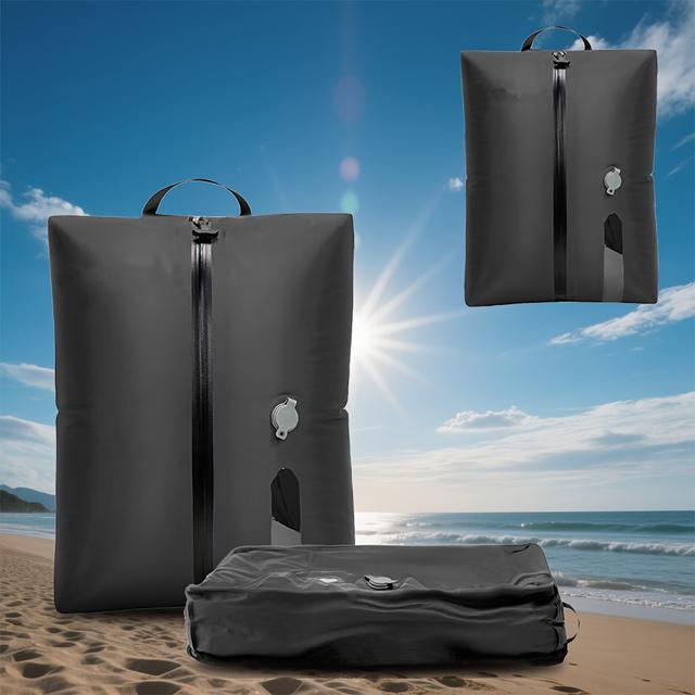 TEMU 1pc Black Tpu Travel Vacuum Compression Bag - Reusable Zippered Space Saver For Suitcase Organization, , Durable & Portable For , Travel Ba