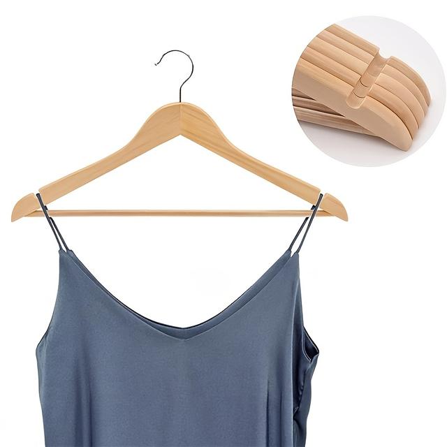 TEMU Perchas de Madera Natural de Lujo con Barra Antideslizante para Pantalones - Perfectas para Camisas, Chaquetas, Vestidos y Pantalones | Acabado , Duraderas y Protectoras