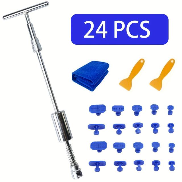 TEMU Car Dent Repair Kit Body Paintless Dent 2in 1 T Puller Dent Puller Suction Cup Remover Tools For Auto Workshop Hand Tools Set