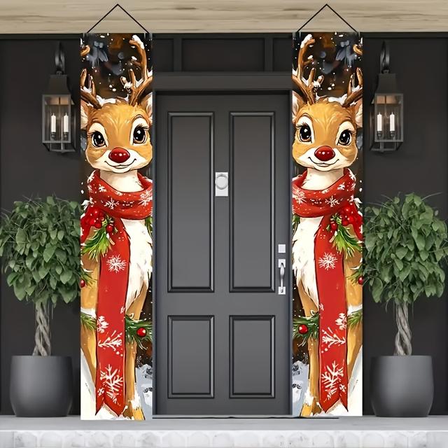 TEMU 2pcs Polyester Door Banners - 71x12 Inch, No Power Needed, Home & Holiday Decor