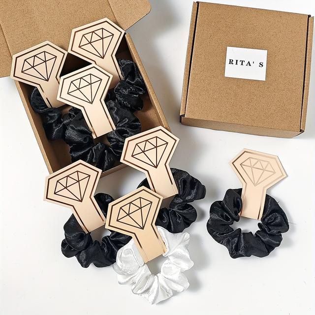 TEMU 7-pack Bridesmaid Scrunchies Set, Colors, Vintage & , Hair Accessories Gift Box, Rita's Brand, Wedding Party, Bridal Shower, And Single Party