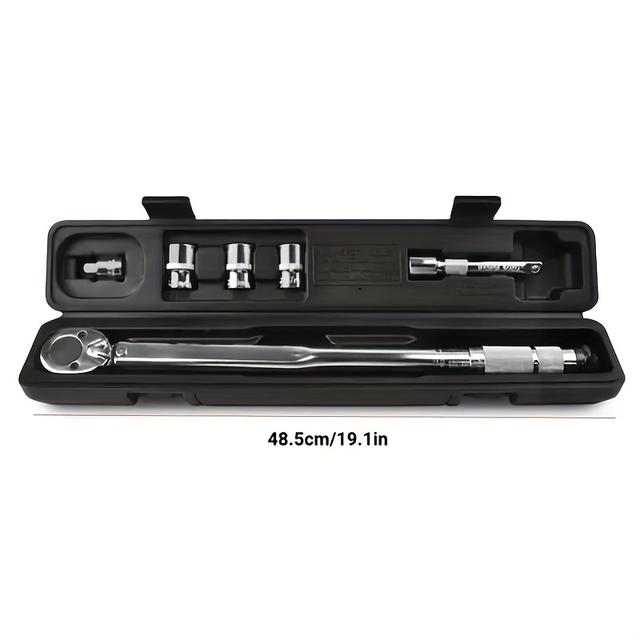 TEMU 1/2 Inch Torque Wrench Set | 28-210 Nm Adjustable | With Extension Bar And Sockets 17mm, 19mm, 21mm | Suitable For Cars, Motorcycles, Spark Plugs, Tires, And Oil