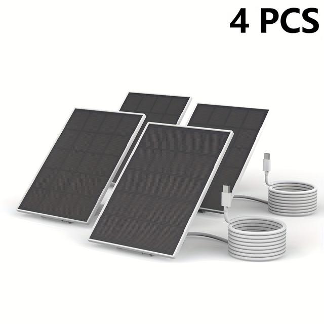 TEMU 6W Solarpanel-Ladegerät mit USB-C für Türklingeln & Ring-Kameras, Verstellbare Wandhalterung, 5V Solarbetriebenes Laden, Weißer Rahmen mit Schwarzen Solazellen