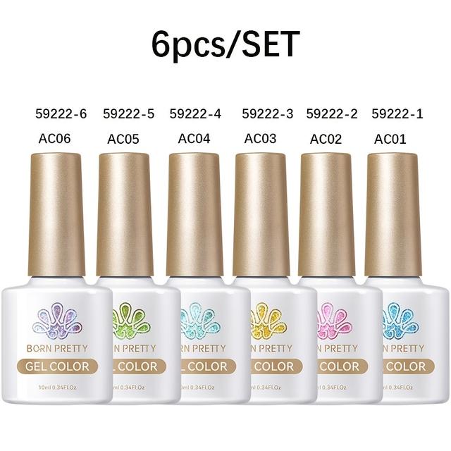 TEMU Born Pretty 10ml 6pcs/set Purple Nail Polish Semi Permanent Fairy Magnetic Gel Polish Nail Art Set