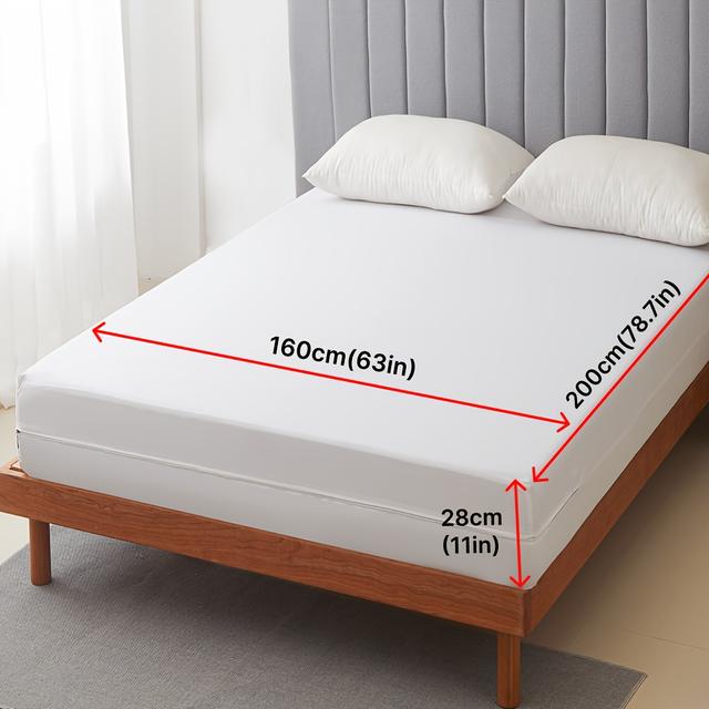 TEMU A Mattress Protector With A Zipper That Covers All 6 Sides, Featuring Deep Pockets, In Multiple Sizes Suitable For Single And Double Beds