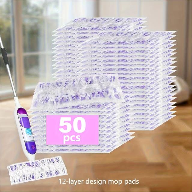 TEMU 50 Count Disposable Mopping Pads For Powermop | Microfiber Cloths For Versatile Floor Cleaning In Living Rooms, Bedrooms & Kitchens (without Pole)