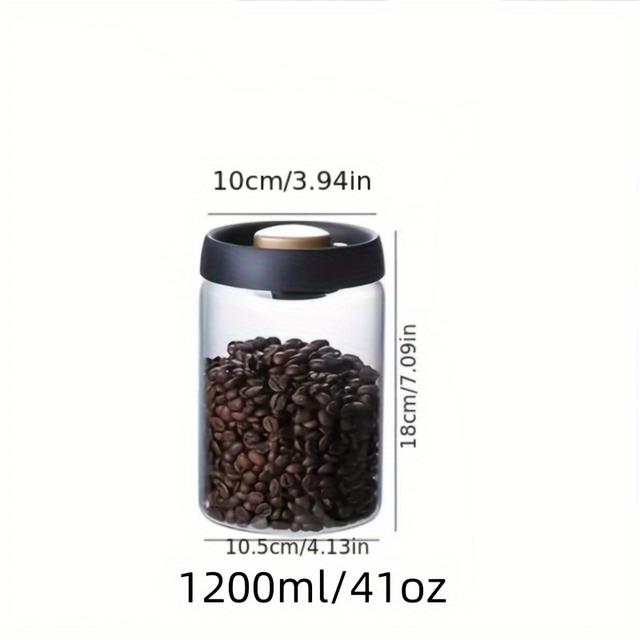 TEMU High Quality Borosilicate Glass Vacuum Jar For Coffee Beans And Kitchen Storage - Sizes Of 16.91oz/30.43oz/40.58oz/60.87oz - Clear & Durable - Preserving Freshness And Flavor