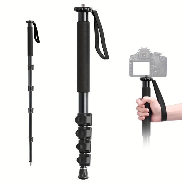TEMU 61-inch Aluminum Monopod, Adjustable Photography Tripod With , Lightweight And Portable Camera Accessory For , , Mirrorless & Dslr Cameras, Professional Video Equipment