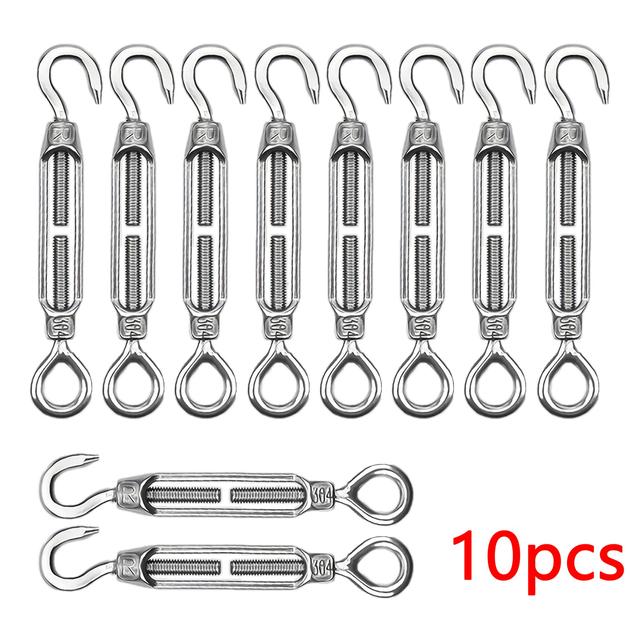 TEMU Tendeur rotatif à crochet et œillet M4, avec crochets et œillets réglables pour cordes de tente, tension de clôtures de jardin et dispositifs de tension de linge à sécher