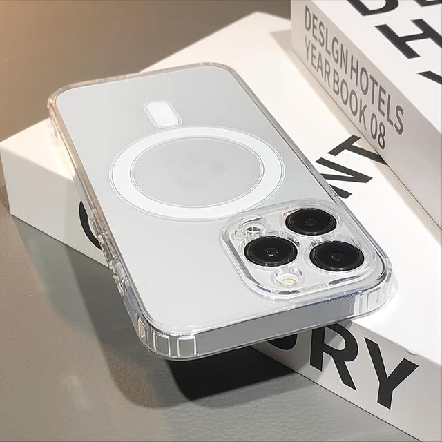 TEMU Magnetic Wireless Charging Phone Case For Iphone 15 Pro Max, 14, 13, 12, 11 Pro Max Plus - Transparent Cover With Bumper Protection