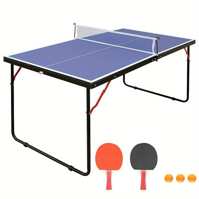 TEMU Foldable Pong Table, Portable Pong Table Set With Net, 2 Pong Paddles And 3 Balls, Indoor And Outdoor Games, Easy To Store