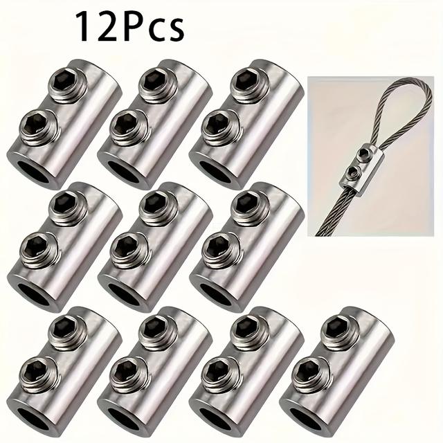 TEMU 12 darab önzáró acélhuzal kötél, állítható acélkábelek, dupla lyukas rögzítés, behúzható, alkalmas dekorációs zárakhoz, nincs szükség elemekre.