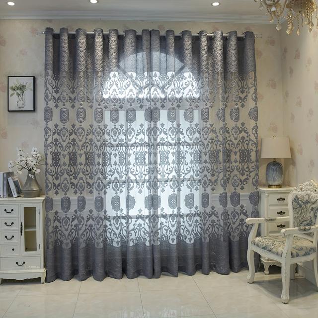 TEMU 2pcs Of Exquisite And Elegant European-style Gray Floral Sheer Curtains, Suitable For Living Rooms, Bedrooms, Studies, And Dining Rooms, For Scene Decoration, Home Decor, And Room Embellishment