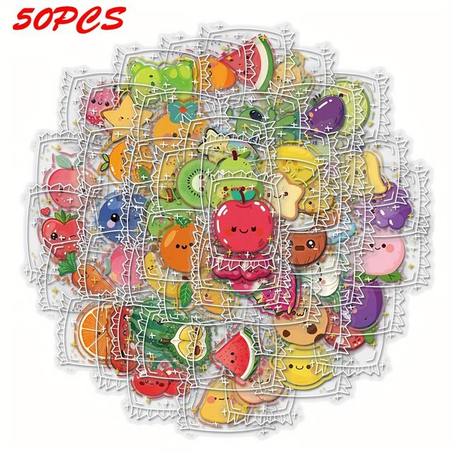TEMU Un set de 50 pegatinas de dibujos animados de dulces para decorar botellas de agua, cuadernos y equipaje con diseños de cara.